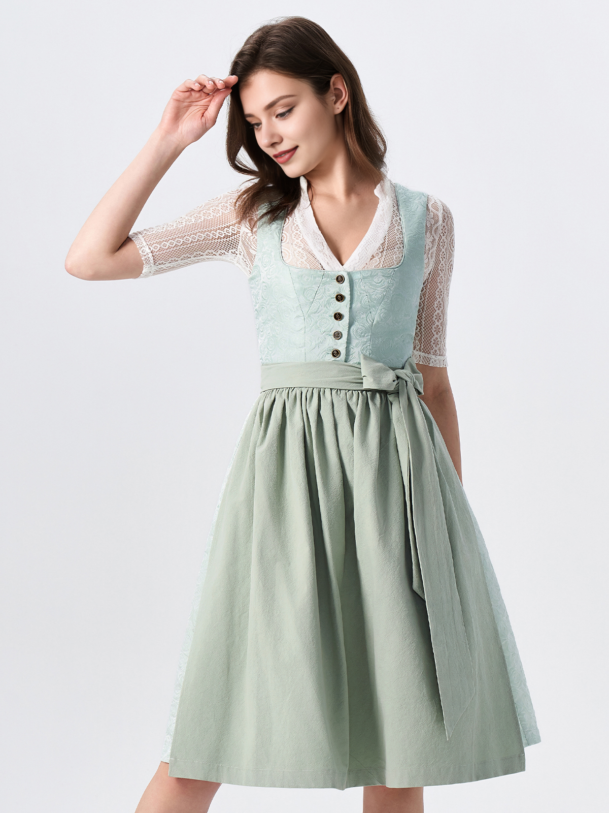 Dirndl mit Bluse in Grün