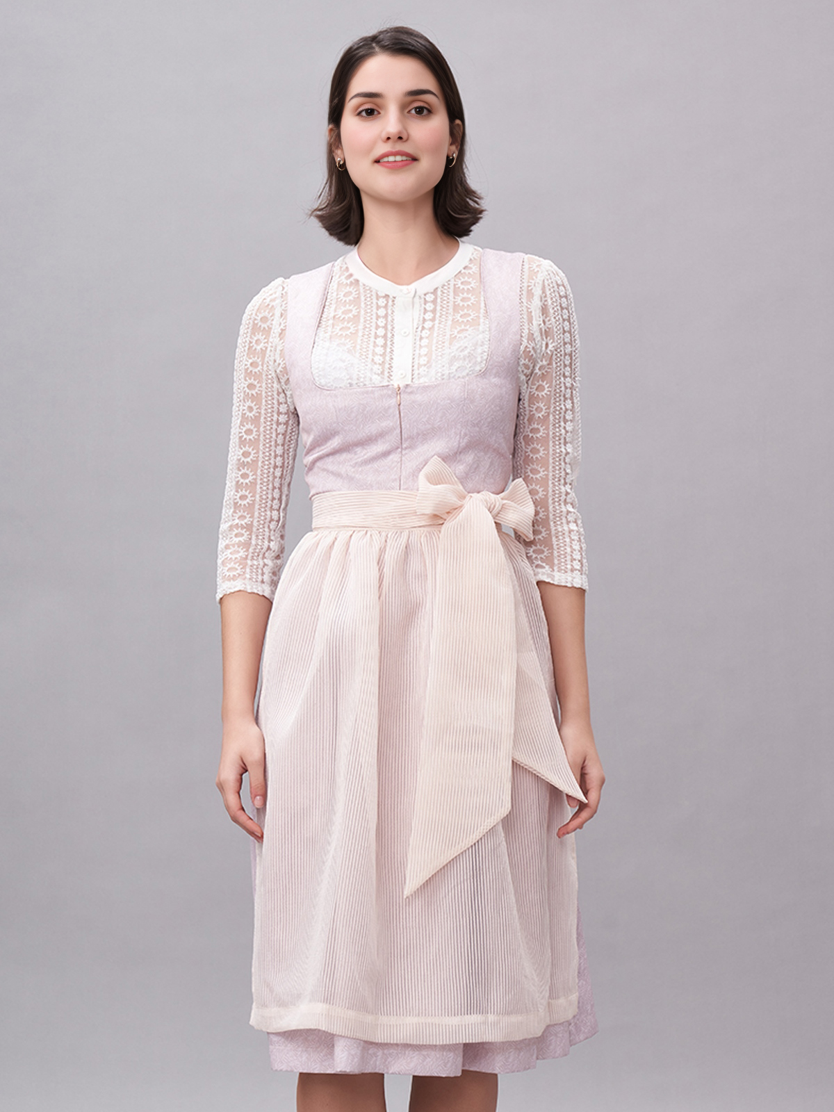 Blaues Samt Dirndl in Rosa Akzenten