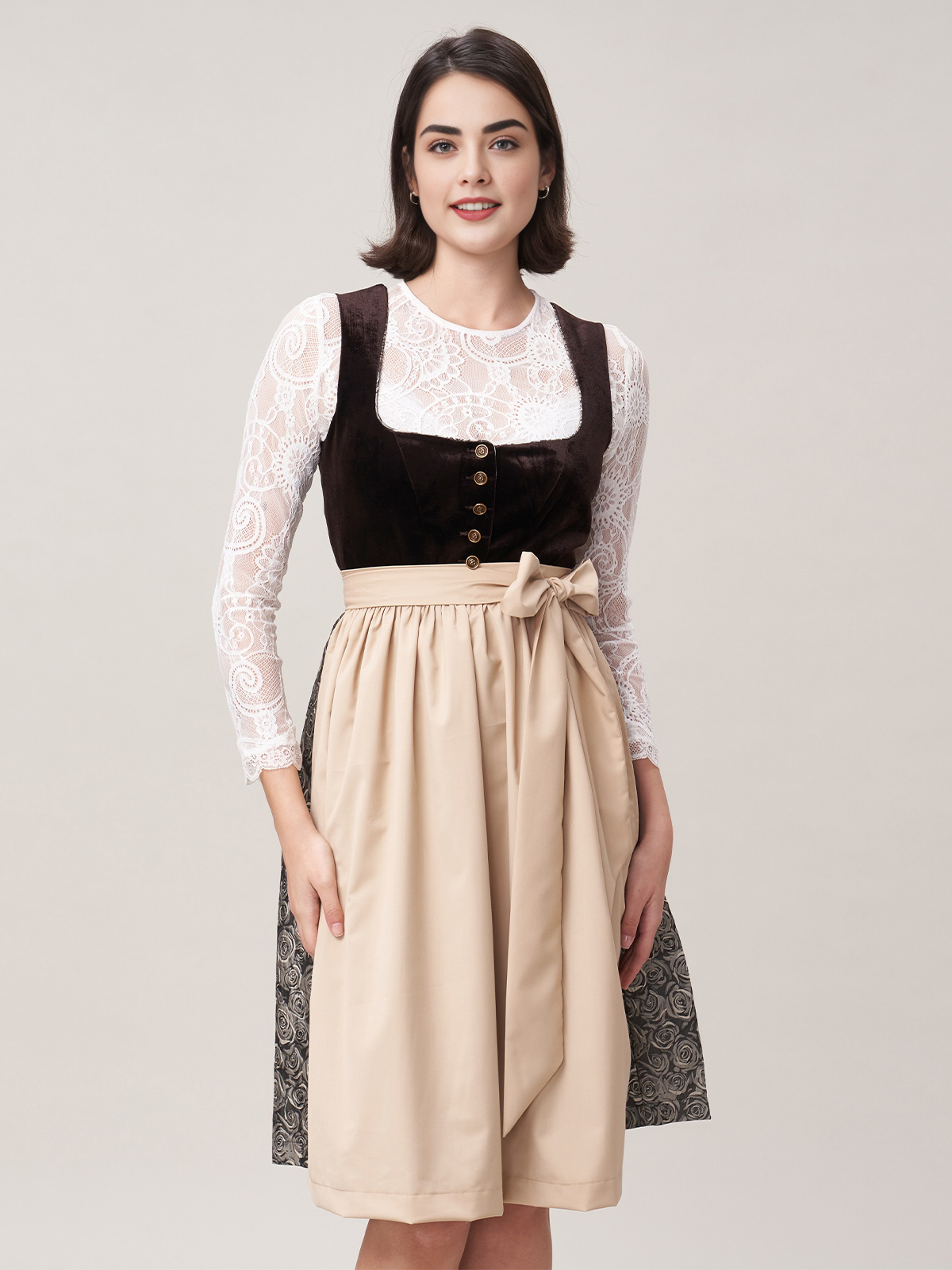 Moderne Dirndl Bluse in Braun