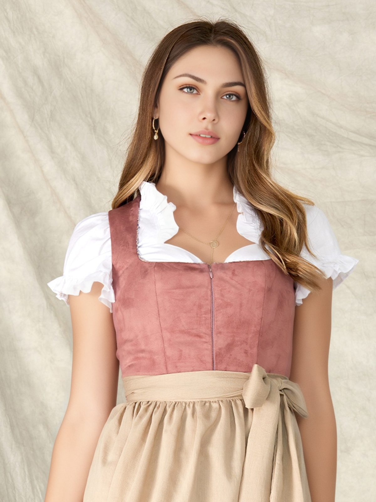 Moderne Dirndl mit 70 cm Rocklänge in Rosa