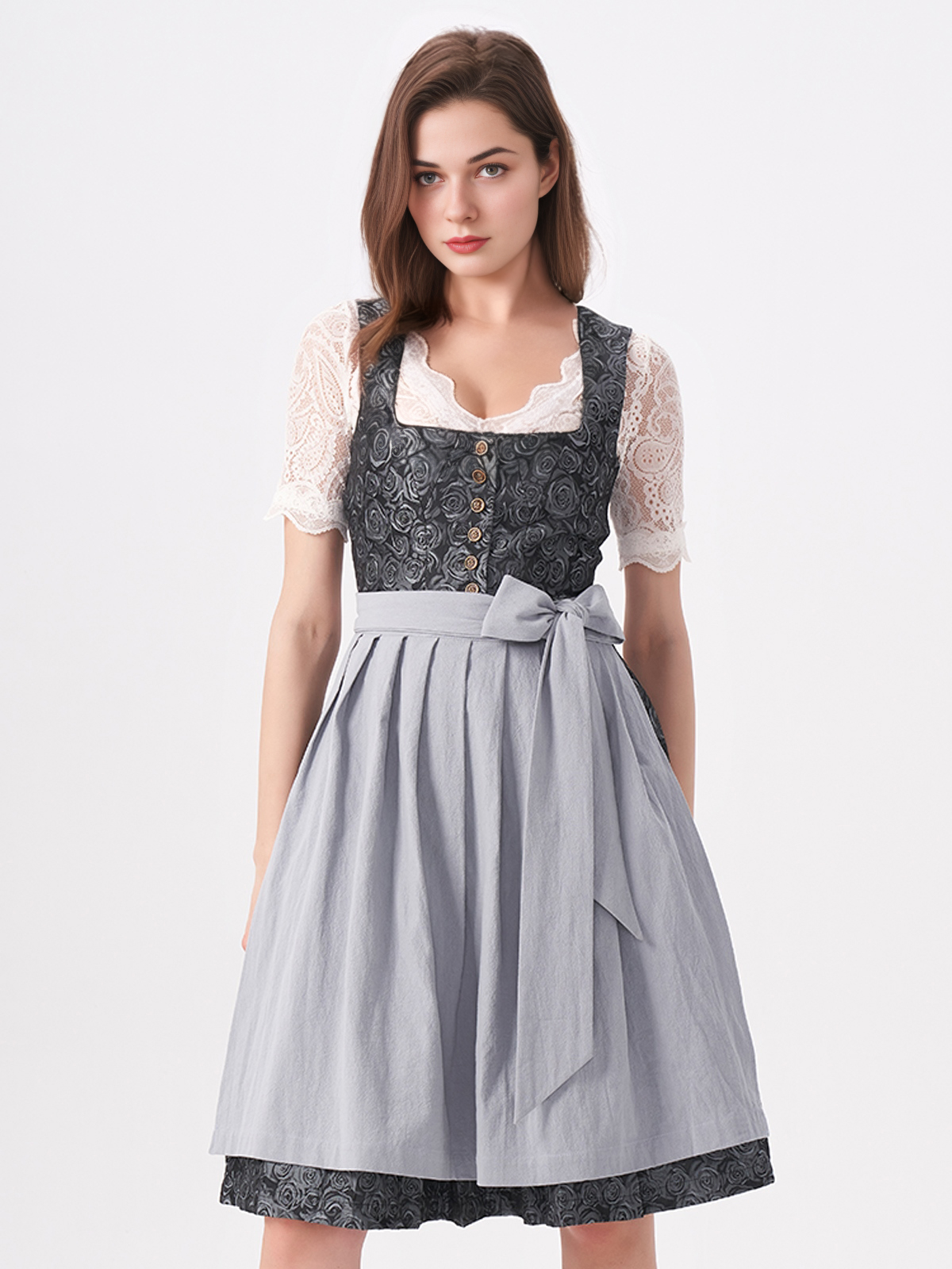 Dirndl mit geradem Ausschnitt in Blau