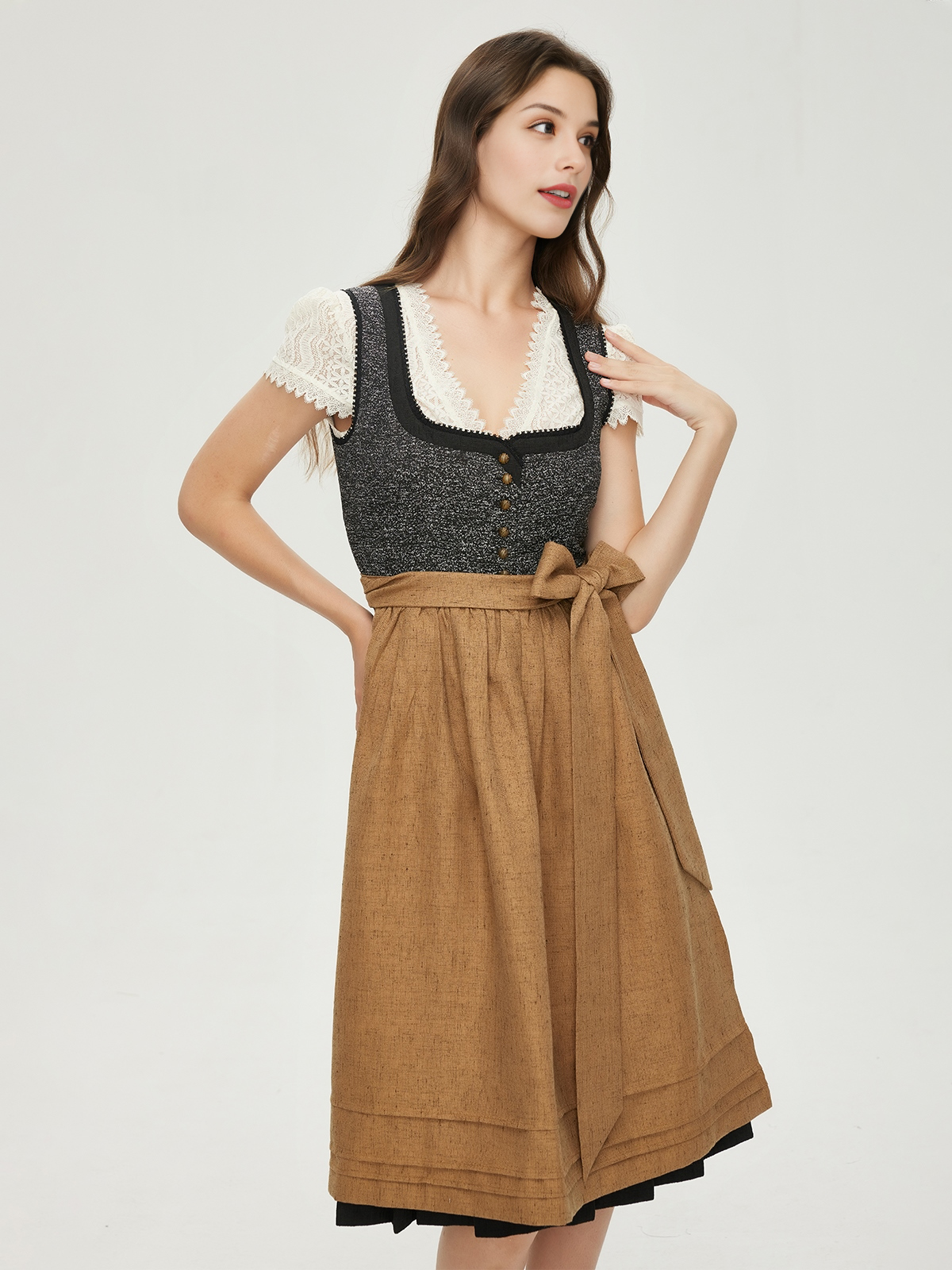 Edles Dunkelgrünes Samt-Dirndl